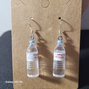 Handmade Evian Water Bottle Novelty Earrings Quirky Funny Dangle Earrings‎ Women